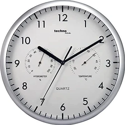 Afbeelding van WT 650 klassieke, analoge quartz wandklok met thermometer en vochtmeter