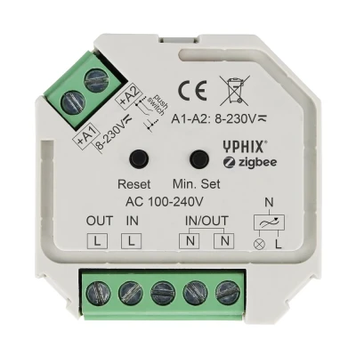 Afbeelding van Yphix Draadloze LED Dimmer Zigbee 230v LEDdirect.nl Bediening met App op Telefoon SMART verlichting Tot 200W aan Lampen Protocol