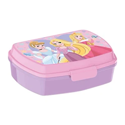 Afbeelding van P:os 34212049 Princess lunchbox voor kinderen met één compartiment, plastic clipsluiting, kleuterschool, school en vrije tijd