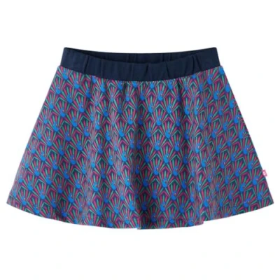 Afbeelding van Kinderrok pauwenprint 116 marineblauw