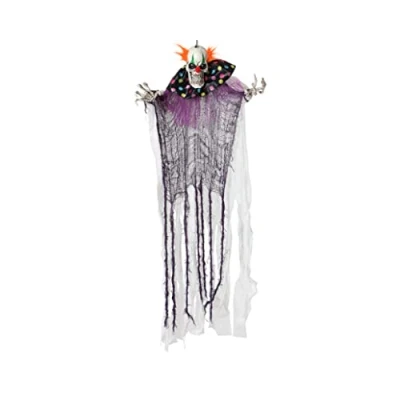 Afbeelding van Halloween/horror thema hang decoratie horror clown enge/griezelige pop 120 cm Feestdecoratievoorwerp
