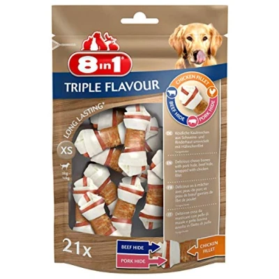 Afbeelding van 4x 8in1 Triple Flavour Bones XS 21 stuks