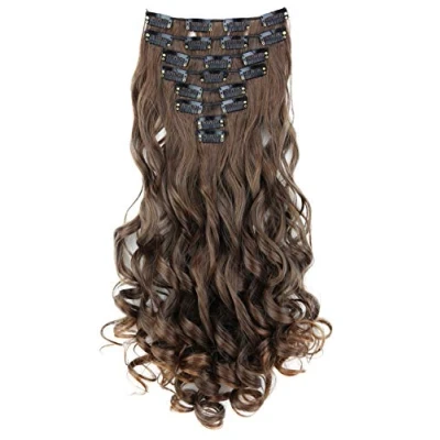 Afbeelding van CAISHA XXL 35cm 8 Delige Set CLIP IN EXTENSIONS Haarextensies Haarstukje Golvend Bruin Mix CES208 1