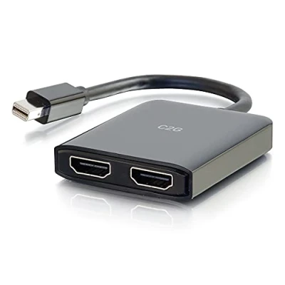 Afbeelding van C2G 84292 Mini DisplayPort 1.2 naar dubbele HDMI 4K MST hub met twee monitoren, DP Multi Stream Transport (MST) Splitter meerdere zwart