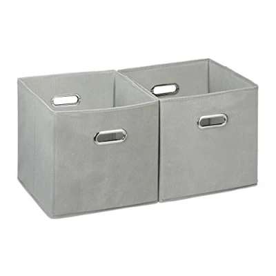 Afbeelding van Relaxdays opbergbox stof set van 2 opvouwbaar opbergmand 30 cm kast organizer grijs