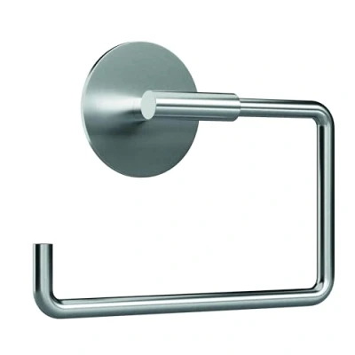 Afbeelding van ovimar toiletrolhouder Hammerodde zonder boren zilver zelfklevend in roestvrij staal deksel met soft close mechanisme mat voor verlijming 3M
