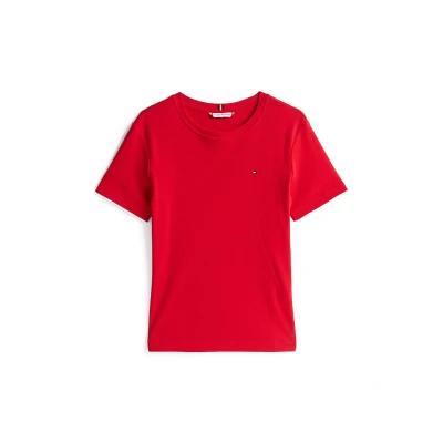 Afbeelding van TOMMY HILFIGER Dames SLIM CODY C NK SS WW0WW40587, Rood, XXS, Rood (primair rood), XXS