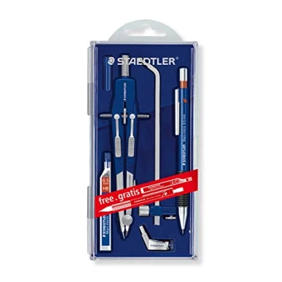 Afbeelding van STAEDTLER Snelverstelpasserset Mars comfort, inclusief verlengstang, universele adapter, reserveonderdelen doos en vulpotlood, voordeelset, 552 02 PR1