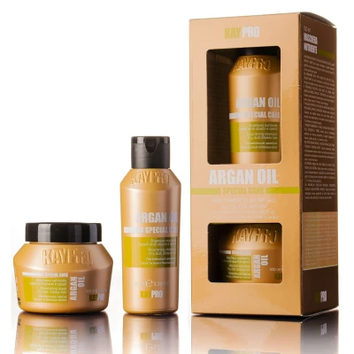 Afbeelding van KayPro Kit Mini Argan Oil 100 ml Professionele Haarverzorging Shampoo en Haarmasker met Arganolie Droog Beschadigd Haar Reisverpakking Travel Size Geschenkset Giftset