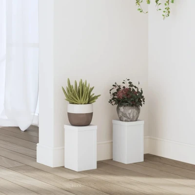 Afbeelding van vidaXL Plantenstandaards 2 st 10x10x18 cm bewerkt hout wit