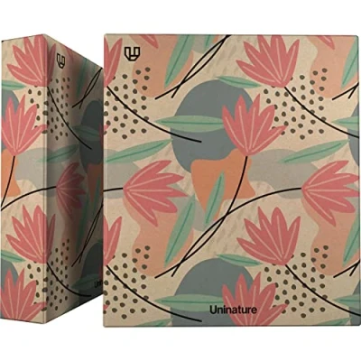 Afbeelding van Unipapel Ringmap van gerecycled kraftpapier, A4, 4 ringen, 40 mm, Uninature design, bloemen, FSC 100%