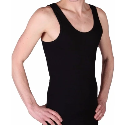 Afbeelding van Set van 4x stuks beeren heren hemd/singlet zwart 100% katoen Herenondergoed hemden, maat: L