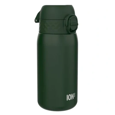 Afbeelding van Ion8 Geïsoleerde Stalen Waterfles, 320 ml/11 oz, Lekvrij, Makkelijk te Openen, Veilige Sluiting, Vaatwasserbestendig, Draaghandvat, Hygiënische Flip Cover, Duurzaam Roestvrij Staal, Donkergroen