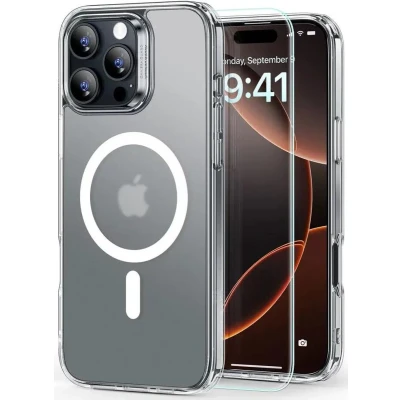 Afbeelding van ESR Klassieke hybride Halolock MagSafe behuizing + gehard glas voor iPhone 16 Pro Max semitransparant (Apple Max), Smartphonehoes, Transparant