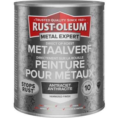 Afbeelding van Rust oleum metal expert metaalverf direct op roest hamerslag 750 ml, antraciet