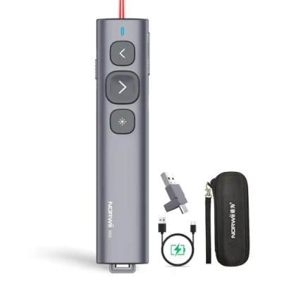 Afbeelding van Norwii N95 presentatie Clicker, PowerPoint Clicker voor afstandsbediening, oplaadbare draadloze presentator aanwijzer, Slide ipad/mac/laptop in klaslokaal, auditorium, kerk