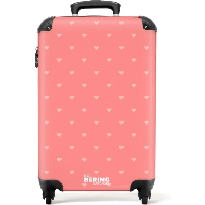 Afbeelding van NoBoringSuitcases.com® Kinderkoffer meisje hartjes Reiskoffer kinderen meisjes 55x35x25