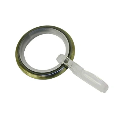Afbeelding van GARDINIA Gordijnringen met glij inzetstuk en gordijnhaak, metaal, voor Ø16 mm, antiek messing, 10 stuks