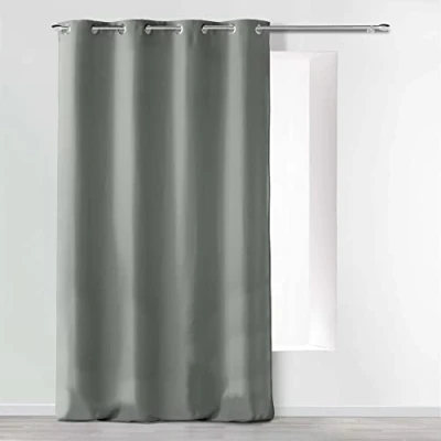 Afbeelding van Douceur d&#039;Intérieur Absolu gordijn met ogen, microvezel, eenkleurig, polyester, grijs, 140 cm x 260