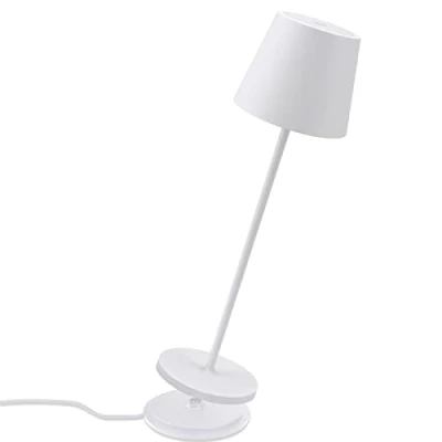 Afbeelding van K Bright Led tafellamp, dimbaar, voor binnen en buiten, oplaadbaar, warme lichtkleur, designtafellamp met USB laadstation, wit