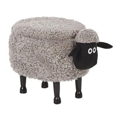 Afbeelding van Beliani SHEEP Dierenhocker Grijs Polyester
