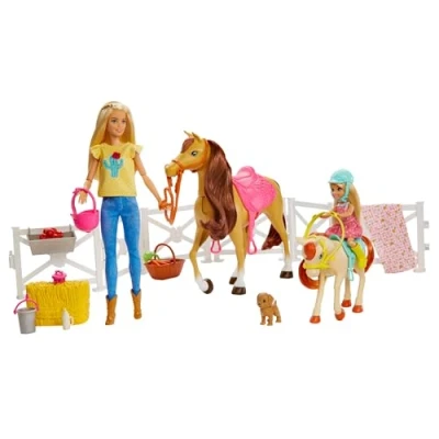 Afbeelding van Barbie GLL70 Speelset Met En Chelsea Poppen, 2 Paarden Meer Dan 15 Accessoires Duurzame Verpakking