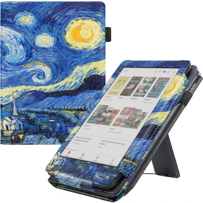 Afbeelding van Case2go E reader hoes geschikt voor Kobo Clara Colour/ BW Sleepcover Auto/Wake functie Met handstrap Sterrenhemel
