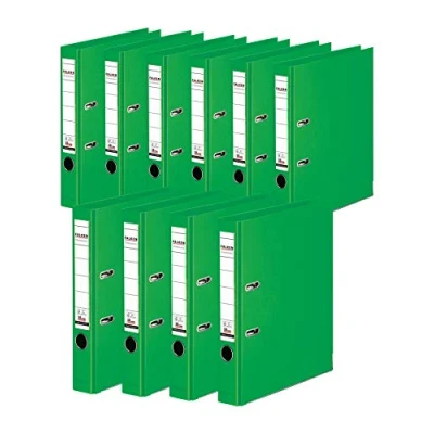 Afbeelding van Origineel Falken 10 stuks Chromocolor Premium Ordners. Made in Germany. Kunststof kaft buiten en binnen 5 cm smal DIN A4 pastelkleur lichtgroen Ringband map Brievenmap Kantoormap