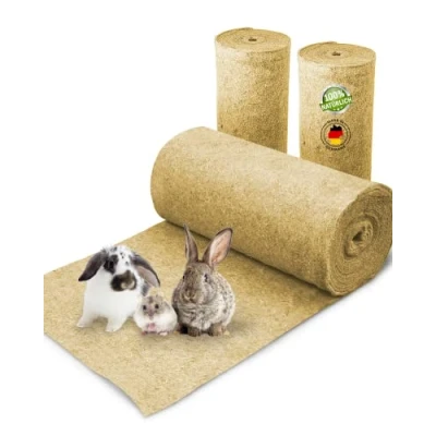 Afbeelding van Knaagtapijt van 100% hennep op rol met 5 m lengte, 60 cm breedte, 10 mm dik, henneptapijt voor alle soorten kleine dieren, hennepmat, knaagmat, instrooibaar