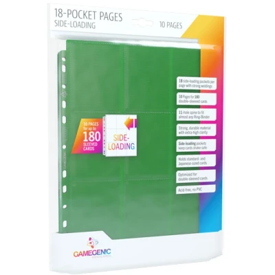 Afbeelding van Gamegenic 18 Pocket Sideloading Pages Green (10 stuks)