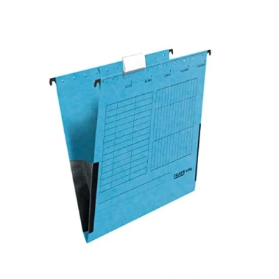 Afbeelding van FALKEN 25 stuks hangmappen UniReg. Gemaakt in Duitsland. van gerecycled karton voor DIN A4 met linnen kikkers blauw ideaal het losbladig klasseren kantoor