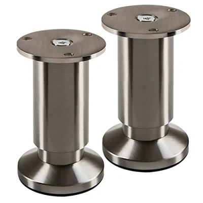 Afbeelding van SOTECH 2 stuks meubelpoten TERRA hoogte 100 mm inox look geborsteld verstelbaar tot max. 15 mm, belastbaar 250 kg/elke poot