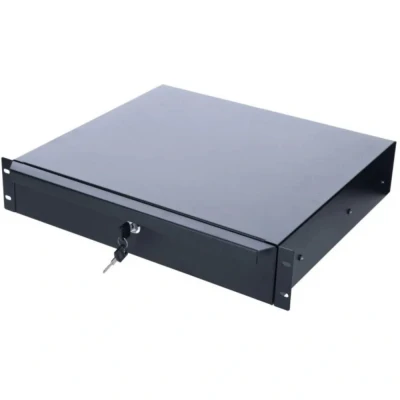 Afbeelding van DSIT 19 inch afsluitbare lade van metaal 2U geschikt voor serverkast patchkast en flightcase