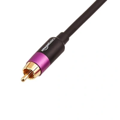 Afbeelding van Amazon Basics 1 RCA audiokabel voor subwoofer, versterkers, actieve luidsprekers met vergulde stekkers, zwart, 10,8m