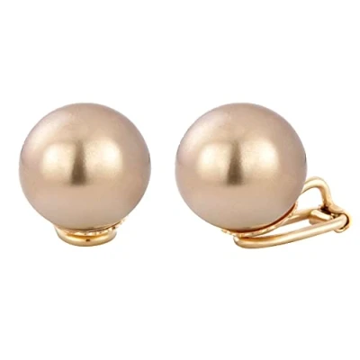 Afbeelding van Traveller Clip Oorbellen Oorclips Dames Pareloorclips Goudkleurig Parels ø 14 mm Brons Verguld 706014