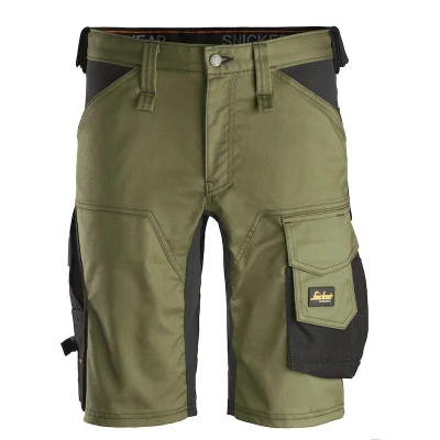 Afbeelding van Snickers 6143 AllroundWork Stretch Korte Broek Khaki Groen Zwart 060