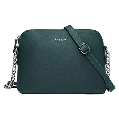 Afbeelding van David Jones Dames Kleine Crossbodytas Ketting Schoudertas Handtas PU Leer Ritssluiting Messenger Tassen Vrouwen Citytas Avondtas Crossover Bag Reis Mode Groen