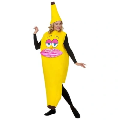 Afbeelding van Widmann Natuur Groente &amp; Fruit Kostuum Lekker Geel Hapje Miss Banana Vrouw One Size Carnavalskleding Verkleedkleding