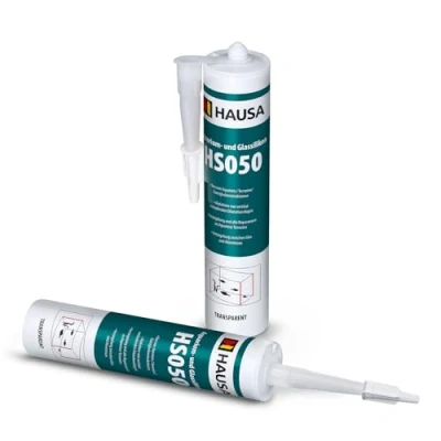 Afbeelding van HAUSA Aquarium siliconen glassiliconen HS050 transparant 2 x 310 ml lijm &amp; afdichtmiddel voor aquaria terraria glasconstructies snelle uitharding, zoet zeewaterbestendig, visbestendig