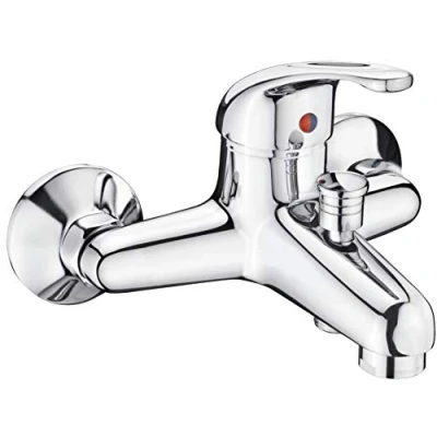 Afbeelding van Cornat Badkraan &quot;Fabio&quot; Hoogwaardige messing behuizing verchroomd 1/2 inch douche uitgang/eengreepsmengkraan voor wandmontage/badkraan/badkraan / FAB2, hoge druk