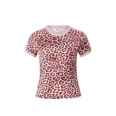 Afbeelding van Puma T7 LEO LUXE AOP SLIM TEE Tshirt print, Dames, Maat: XL, Poised pink/ruby shimmer