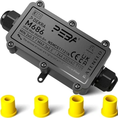 Afbeelding van PEBA® IP68 Waterdichte Kabelaansluitdoos, 2 weg Outdoor kabelverbinders, Kabelverbinder, Aansluitdozen, Kabeldozen, Kabelverbinding voor Ø4 12mm Kabeldiameter, Kabelaansluitdoos
