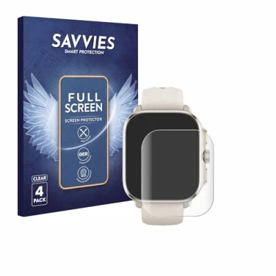 Afbeelding van Savvies (4 Stuks) Full Screen Scherm Beschermfolie voor Huami Amazfit Cheetah (Square) Cover Protector 3D Curved [Edge to Edge, Ultra Clear]