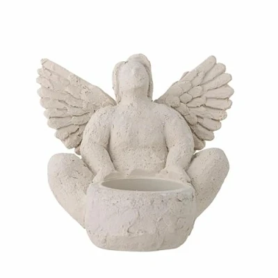 Afbeelding van Bloomingville Hadassa Theelichthouder, polyresin, wit, 11,5 x 10 8,5 cm