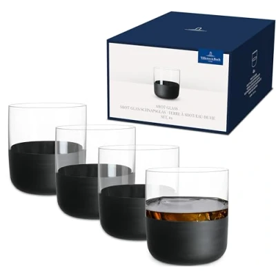 Afbeelding van Villeroy &amp; Boch Manufacture Rock shotglas 4 cl set van Zwart