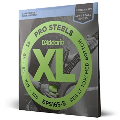 Afbeelding van D&#039;Addario EXL165SL Reg Light Top Med Bottom 45 105 045 bassnarenset