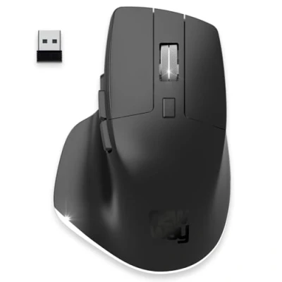 Afbeelding van NEWWAY Draadloze verticale muis A8 WiFi 2.4 GHz Bluetooth Oplaadbaar 1200/2400/3200 DPI Metalen wiel Ergonomisch Stil Ingebouwde nano ontvanger 10 m USB C Zwart