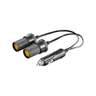 Afbeelding van Sigarettenaanstekerplug splitter met 2 12 24V poorten / zwart 0,20 meter