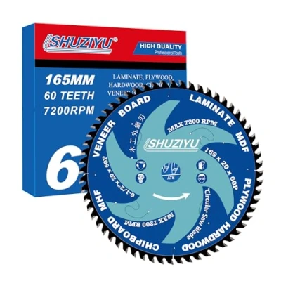 Afbeelding van LSHUZIYU, 165mm 60T, Dunne Kerf 1.6mm. Arbor 20mm met 15.88mm Wasmachine. Houtsnijzaagblad, voor MAKITA HIKOKI MILWAUKEE BOSCH DEWALT Accuzaag.