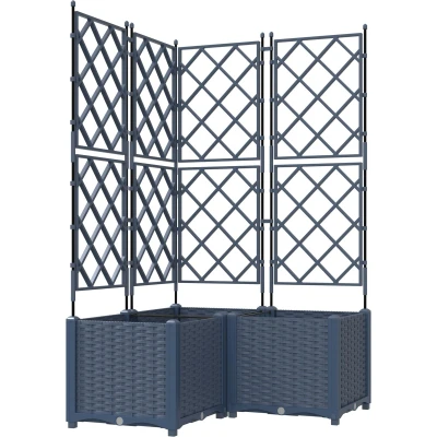 Afbeelding van vidaXL Tuin Planter met Trellis 3 stuks Grijs 80x80x143 cm